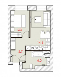 Однокомнатная квартира 35.33 м²