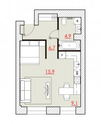 Однокомнатная квартира 36.64 м²