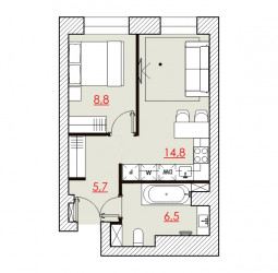 Однокомнатная квартира 35.86 м²